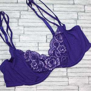 38D IntiMINT NEW Purple Unlined Lace Bra
